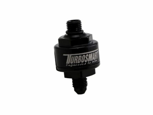 Turbosmart Billet Turbo Oil Feed Filter 44um AN-4 to AN-4 ORB - Black