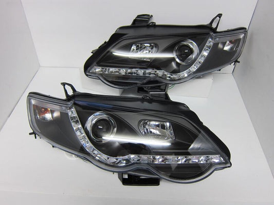 Black LED DRL Headlights Ford Falcon FG Sedan FPV XR6 XR8